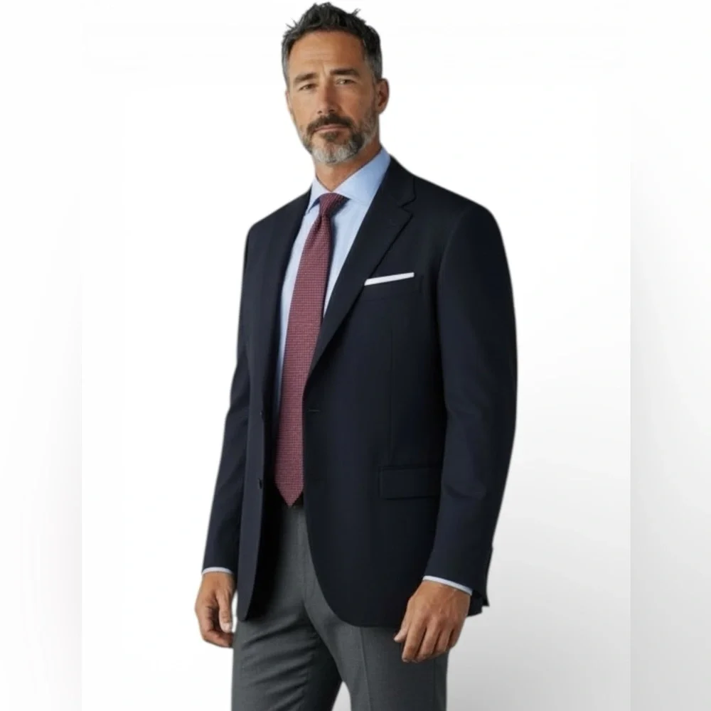 Classic Black Wool Men's Blazer